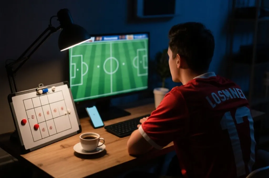 球迷在家中看球的温馨场景